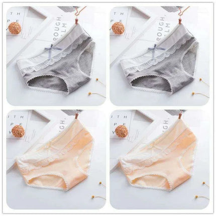 Elegant Lace Briefs Set for Teens – 4-Pack Comfort Underwear for Ages 9-20