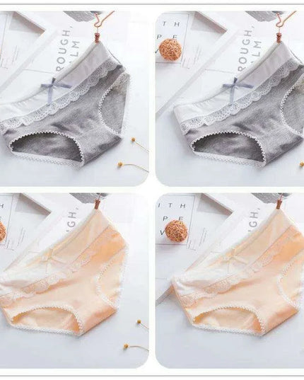 Elegant Lace Briefs Set for Teens – 4-Pack Comfort Underwear for Ages 9-20