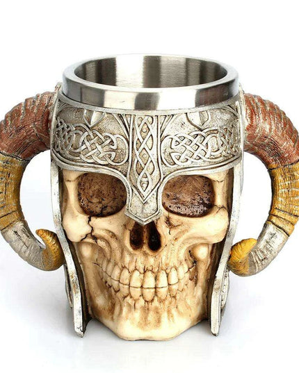 Elegant Skull Resin Beer Mug - Stylish Stainless Steel Chalice for Hot Drinks