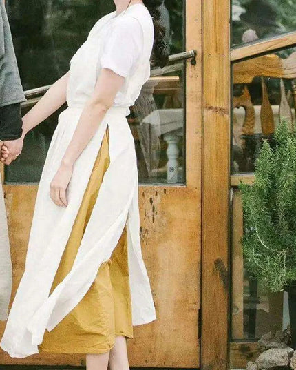 Chic Vintage French Cotton Linen Kitchen Apron