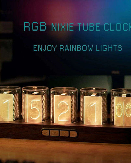 Customizable RGB LED Nixie Tube Clock - Luxurious Gift for Gamers and Stylish Desktop Decor