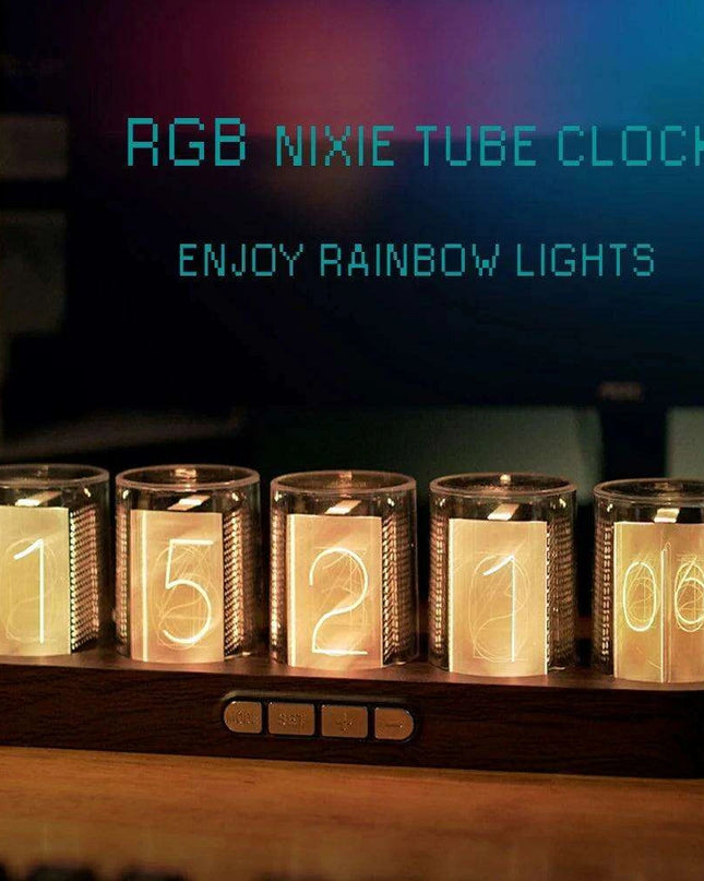 Customizable RGB LED Nixie Tube Clock - Luxurious Gift for Gamers and Stylish Desktop Decor