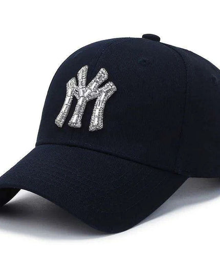 Diamond-Embellished Cotton Baseball Cap with Adjustable Fit