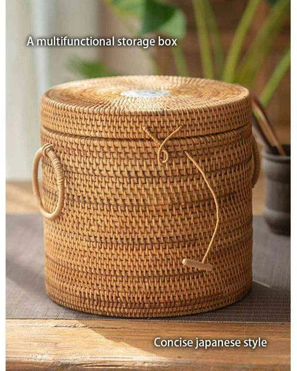 Elegant Handwoven Rattan Tea Caddy: The Perfect Organizer for Tea Aficionados