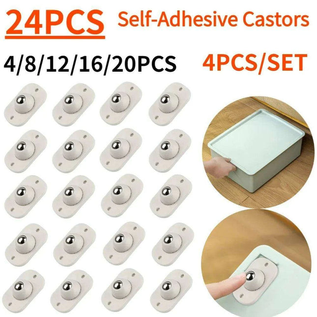 4PCS Adhesive 360° Swivel Caster Wheels for Effortless Furniture Mobility