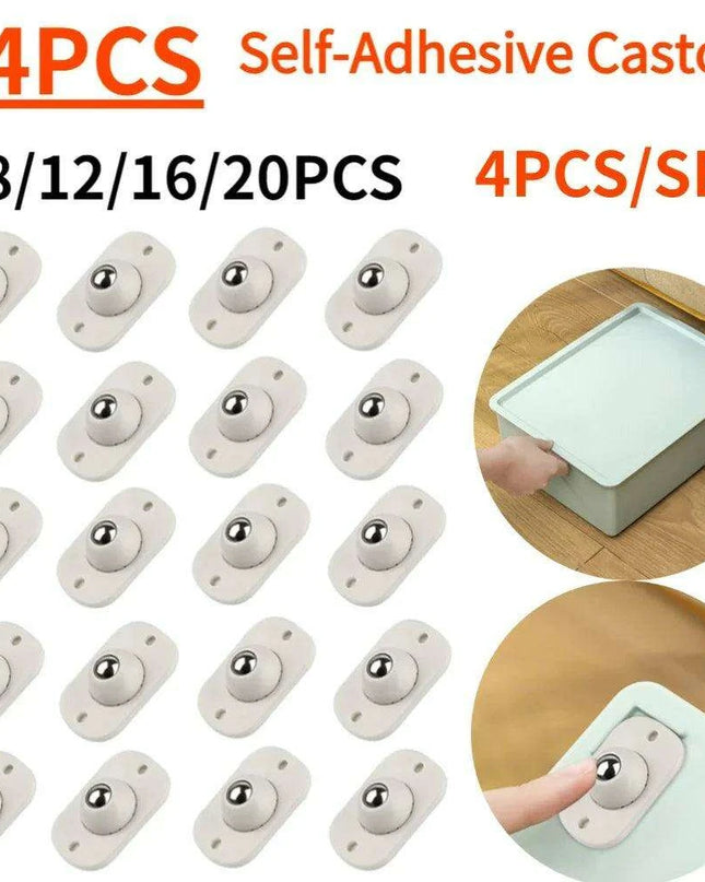 4PCS Adhesive 360° Swivel Caster Wheels for Effortless Furniture Mobility