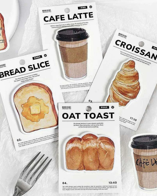 Charming Kawaii Bread & Brew Sticky Notes: Playful Memo Pad Collection