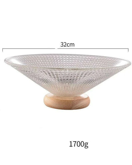 Chic Elevated Glass Fruit Display with Premium Rubber Wood Base for Stylish Dining Enhancements