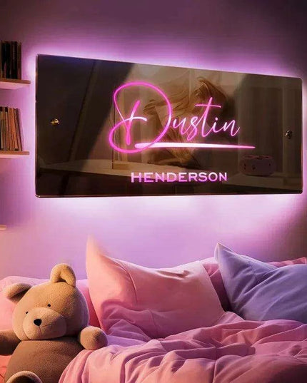 Personalized LED Family Name Mirror - Enchanting Home Decor for Special Moments