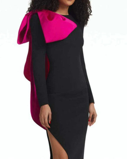 Elegant DEAT Tailored Evening Gown with Bold Bowknot and Sassy Side Slit for Women - Fall 2024 Collection 35Z387