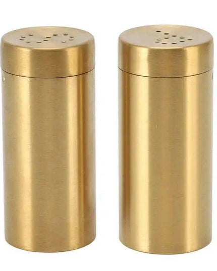 Set of 2 Elegant Gold Stainless Steel Spice Dispensers - Rustproof Seasoning Containers for Salt, Sugar, and More