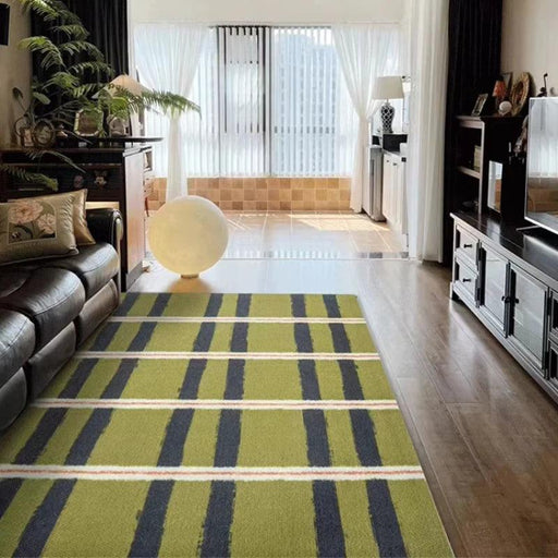 Luxurious Green Plaid Area Rug for Upscale Homes