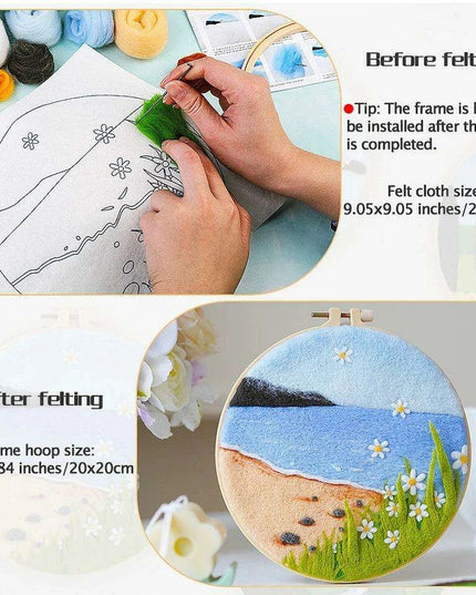 Wool Artistry Felting Kit with Embroidery Frame for Unique Creations