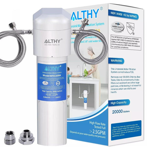 Premium ALTHY Under Sink Water Filtration System - NSF/ANSI Certified High Flow Rate Drink Filter with 0.5 Micron Filtration Accuracy