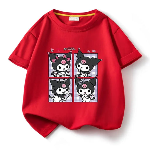 Charming Kuromi Anime Kids Summertime T-Shirt | Cute Cartoon Cotton Casual Outfit for Kids