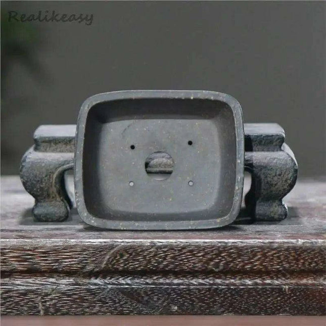 Elegant Handcrafted Purple Clay Bonsai Planter - Unique Decorative Flower Pot for Home Décor