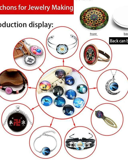 Luxurious Golden Glass Cabochon Set - 10 Pieces for Stunning Jewelry Creations