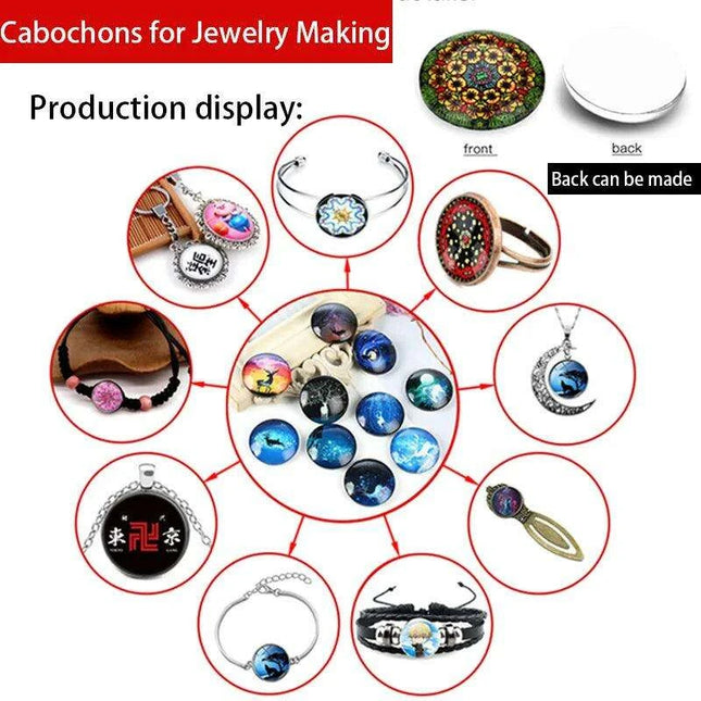 Luxurious Golden Glass Cabochon Set - 10 Pieces for Stunning Jewelry Creations