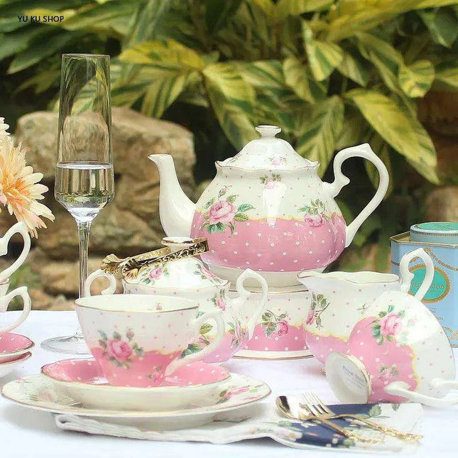 Nordic Floral Elegance: Bone China Tea Party Set for Luxurious Gatherings