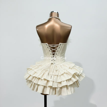 3D Floral Tulle Corset Dress — Strapless Puffy Fit & Flare in Red, Black & Beige
