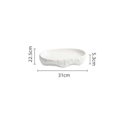 Nature-Inspired Textured White Ceramic Dinner Plate for Elegant Dining