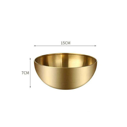 Korean Luxurious Stainless Steel Salad Bowl Set - Elegant Gold and Silver Bowls in Sizes from 15cm to 28cm