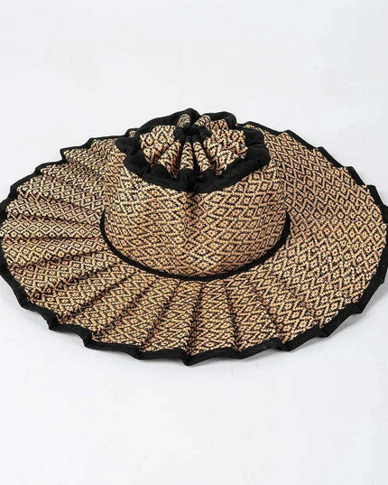 Chic and Practical Foldable Straw Sun Hat with Stylish Belt - Large Brim UV Protection for Outdoor Adventures