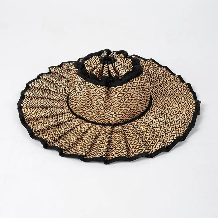Chic and Practical Foldable Straw Sun Hat with Stylish Belt - Large Brim UV Protection for Outdoor Adventures