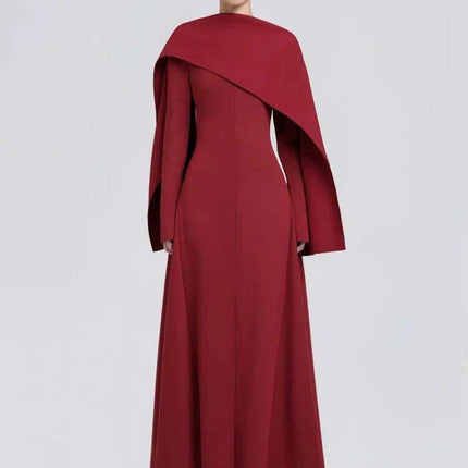 Backless Evening Gown with Long Sleeves and Unique Patchwork for Women