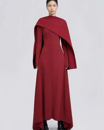 Backless Evening Gown with Long Sleeves and Unique Patchwork for Women