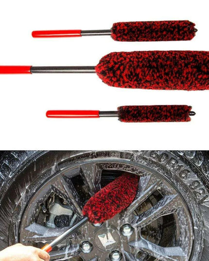 Plush Nylon Wheel Care Brush Trio: 3-Piece Set for Effortless Cleaning
