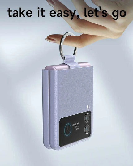 Luxurious Cowhide Leather Wallet Case with Lanyard for Samsung Galaxy Z Flip 3 - Premium Quality Design