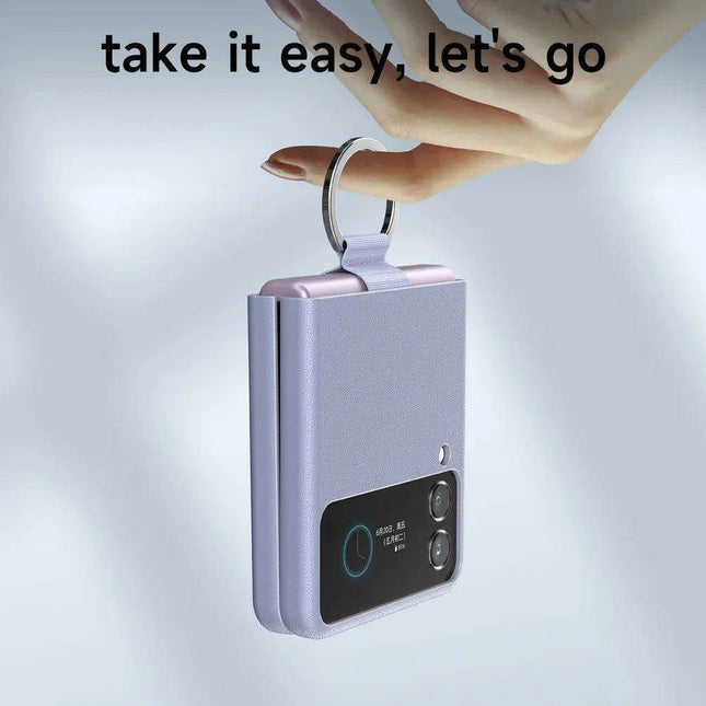 Luxurious Cowhide Leather Wallet Case with Lanyard for Samsung Galaxy Z Flip 3 - Premium Quality Design