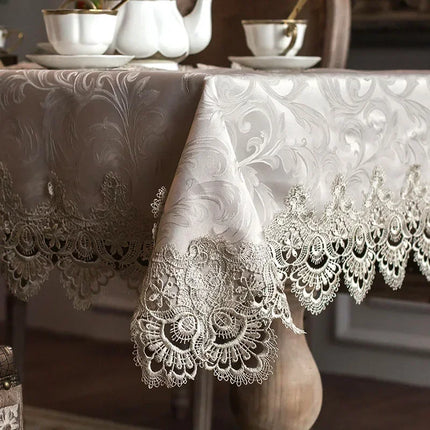 European Luxury Embroidered Tablecloth Dining Cover Polyester