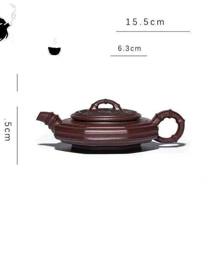 Elegant Yixing Purple Clay Bamboo-Inspired Kung Fu Tea Set - 120ml Teapot