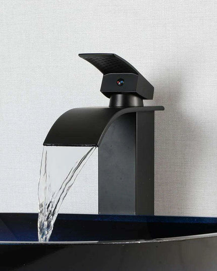 Elegant Blue Glass Bathroom Sink Set with Waterfall and Stream Faucet - Chic Home Upgrade