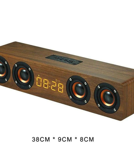 Stylish Wooden Bluetooth Alarm Clock with Built-in Speaker, FM Radio, and Color-Changing LED Lights for Home and Gaming Environments