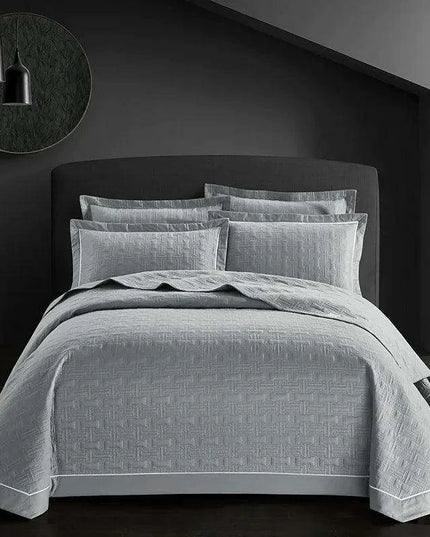 Luxurious 100% Cotton Quilted Plaid Bed Cover - Multi-Functional Euro Comfort Topper