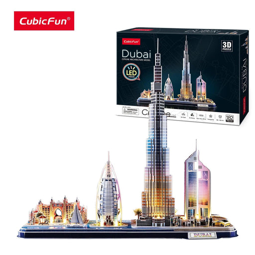 Illuminated Dubai Skyline 3D Puzzle Kit - Experience the Magic of the City