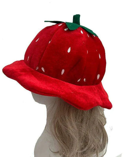 Strawberry Delight Costume Beret Hat for Women - Fun Plush Bonnet for Halloween, Parties, and Costumes