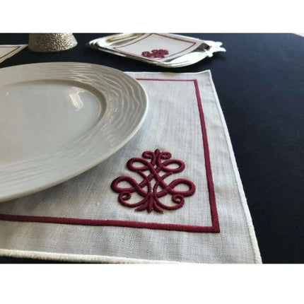 Luxurious 3D Embroidered Placemat Collection: 12-Piece Set for Exquisite Dining
