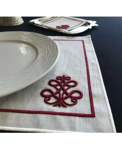 Luxurious 3D Embroidered Placemat Collection: 12-Piece Set for Exquisite Dining
