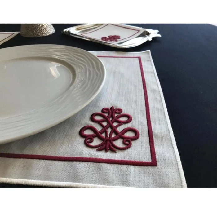 3D Embroidered Set - 12 Pieces, American Service & Cocktail Placemats - Made in Turkey