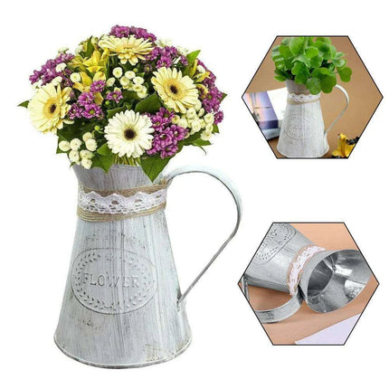 Retro Iron Vase with Distressed Hemp Rope - Elegant Floral Display for Home and Office Styling