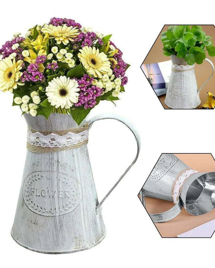 Retro Iron Vase with Distressed Hemp Rope - Elegant Floral Display for Home and Office Styling