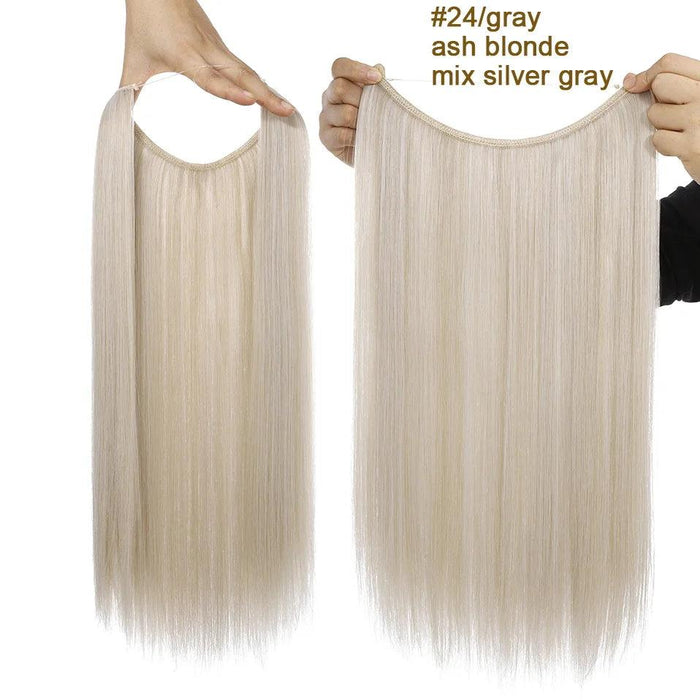 20-Inch Versatile Adjustable Invisible Wire Hair Extensions - Curly and Sleek Options