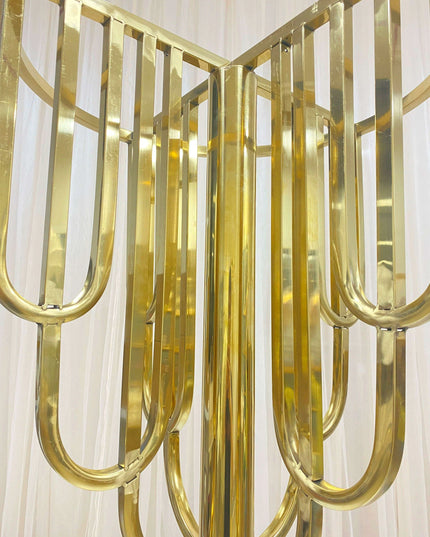 Elegant Gold Floral Display Set with Arch Tree Stand for Weddings