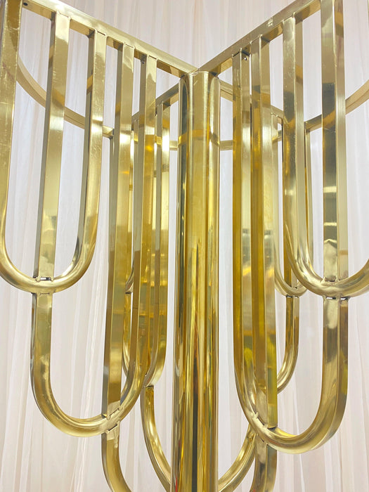Elegant Gold Floral Display Set with Arch Tree Stand for Weddings