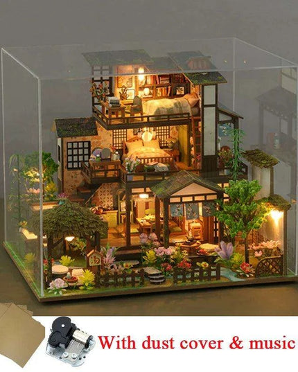 Bamboo Courtyard DIY 3D Miniature Dollhouse Assembly Kit - Unfinished Wooden Puzzle for Unique Home Decor and Gifting