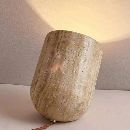 Elegant Yellow Travertine Stone LED Table Lamp for Contemporary Home Aesthetics